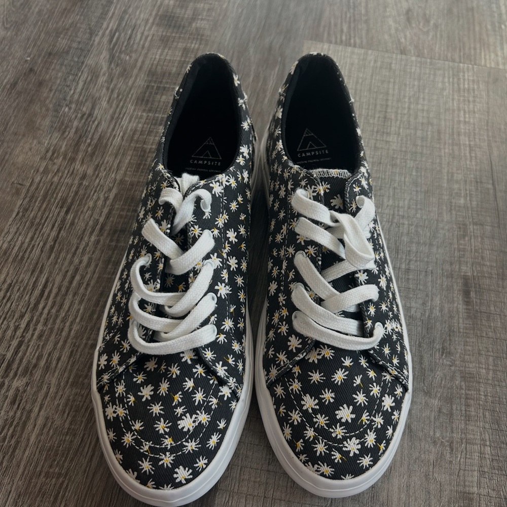 Black Floral Women's Sneakers